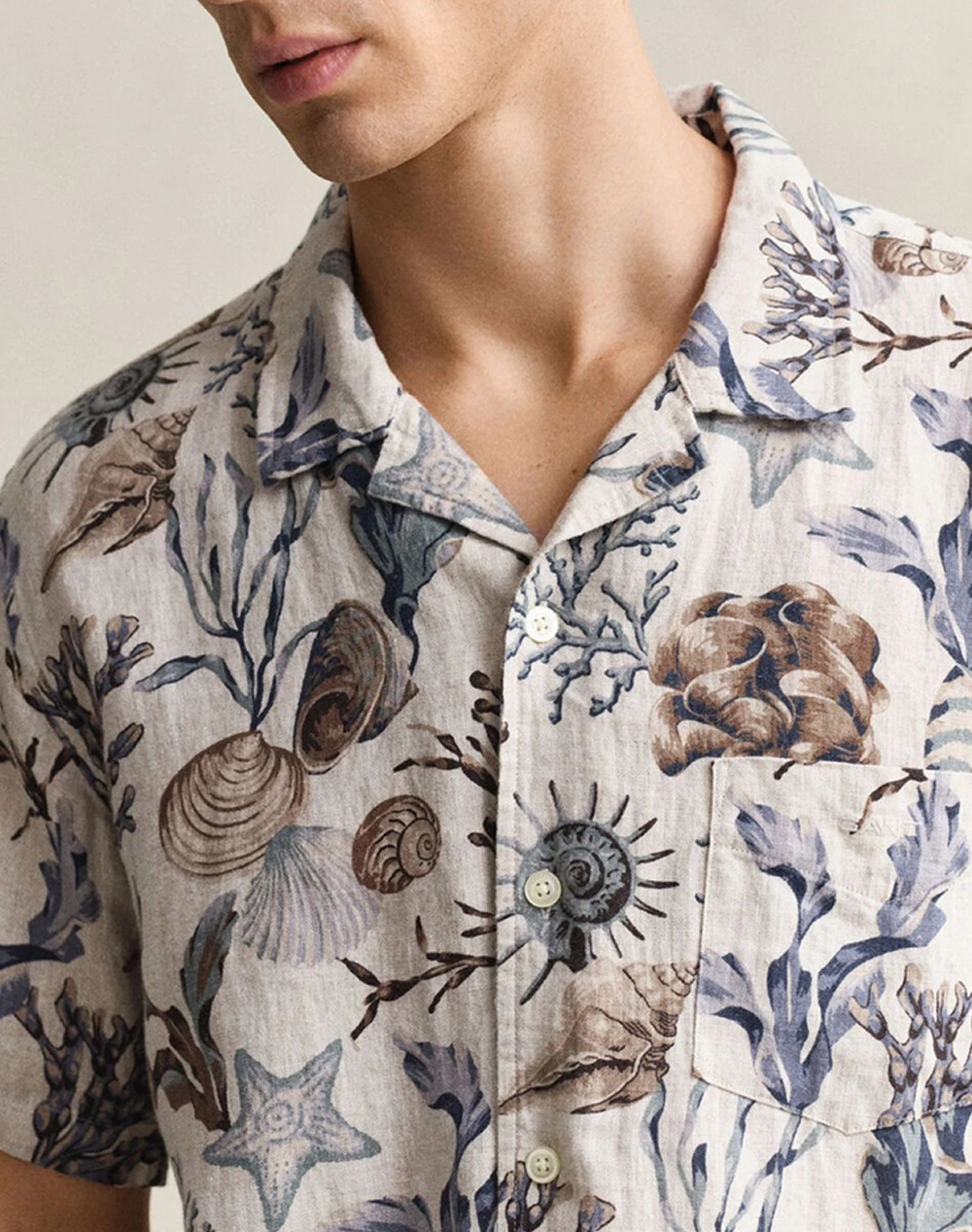 Gant Πουκαμισο Μμ Reg Aop Camp Collar Shirt 3G3260053-200 Mixed ανδρικά ρούχα πουκάμισα Politikos Shop Πολιτικός