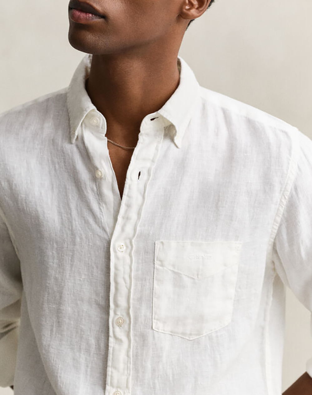 Gant Πουκαμισο Μμ Reg Gmnt Dyed Linen Shirt 3G3240120-110 White ανδρικά ρούχα πουκάμισα Politikos Shop Πολιτικός