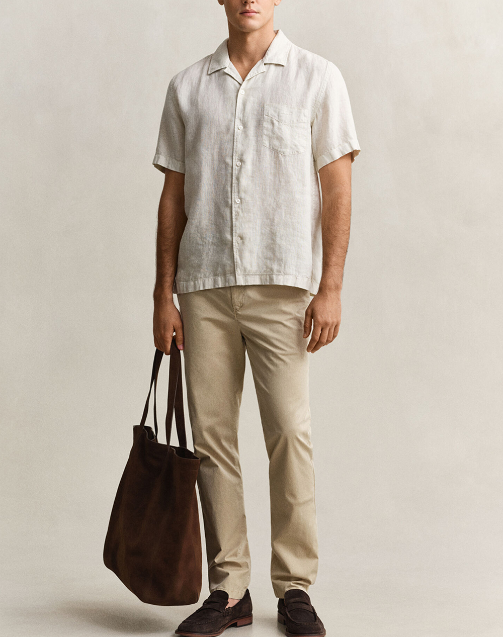 Gant Πουκαμισο Κμ Reg Gmnt Dyed Linen Ss Camp Shirt 3G3261120-214 Biege ανδρικά ρούχα πουκάμισα Politikos Shop Πολιτικός