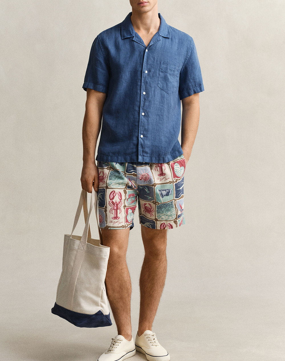 Gant Πουκαμισο Κμ Reg Gmnt Dyed Linen Ss Camp Shirt 3G3261120-442 Blue ανδρικά ρούχα πουκάμισα Politikos Shop Πολιτικός