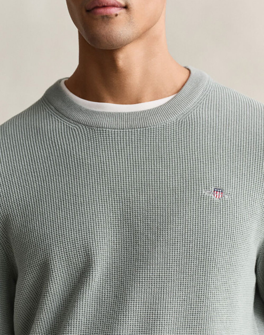 Gant Πουλοβερ Μμ Micro Textured Cotton C-Neck 3G8030291-10 Mixed ανδρικά ρούχα μπλούζες Πλεκτά Politikos Shop Πολιτικός