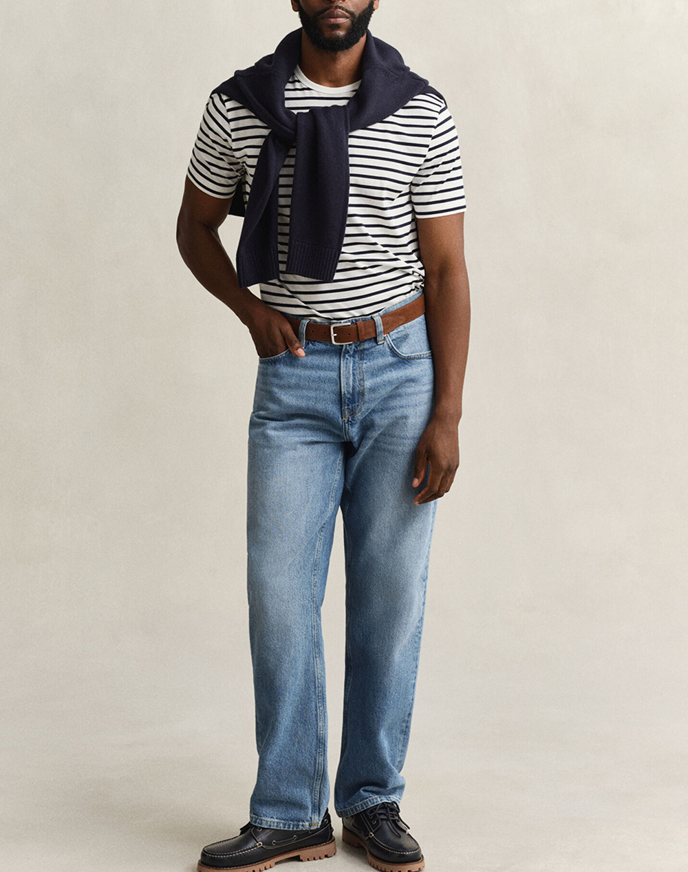 Gant Μπλούζα Κμ Pima Stripe Ss Tshirt 3G2003412-113 Offwhite ανδρικά ρούχα μπλούζες T-Shirt Politikos Shop Πολιτικός