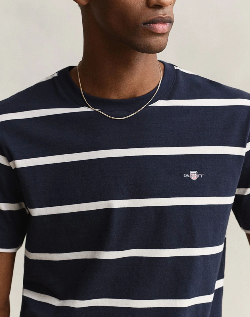 Gant Μπλούζα Κμ Striped Ss Tshirt 3G2003398-433 Darkblue ανδρικά ρούχα μπλούζες T-Shirt Politikos Shop Πολιτικός