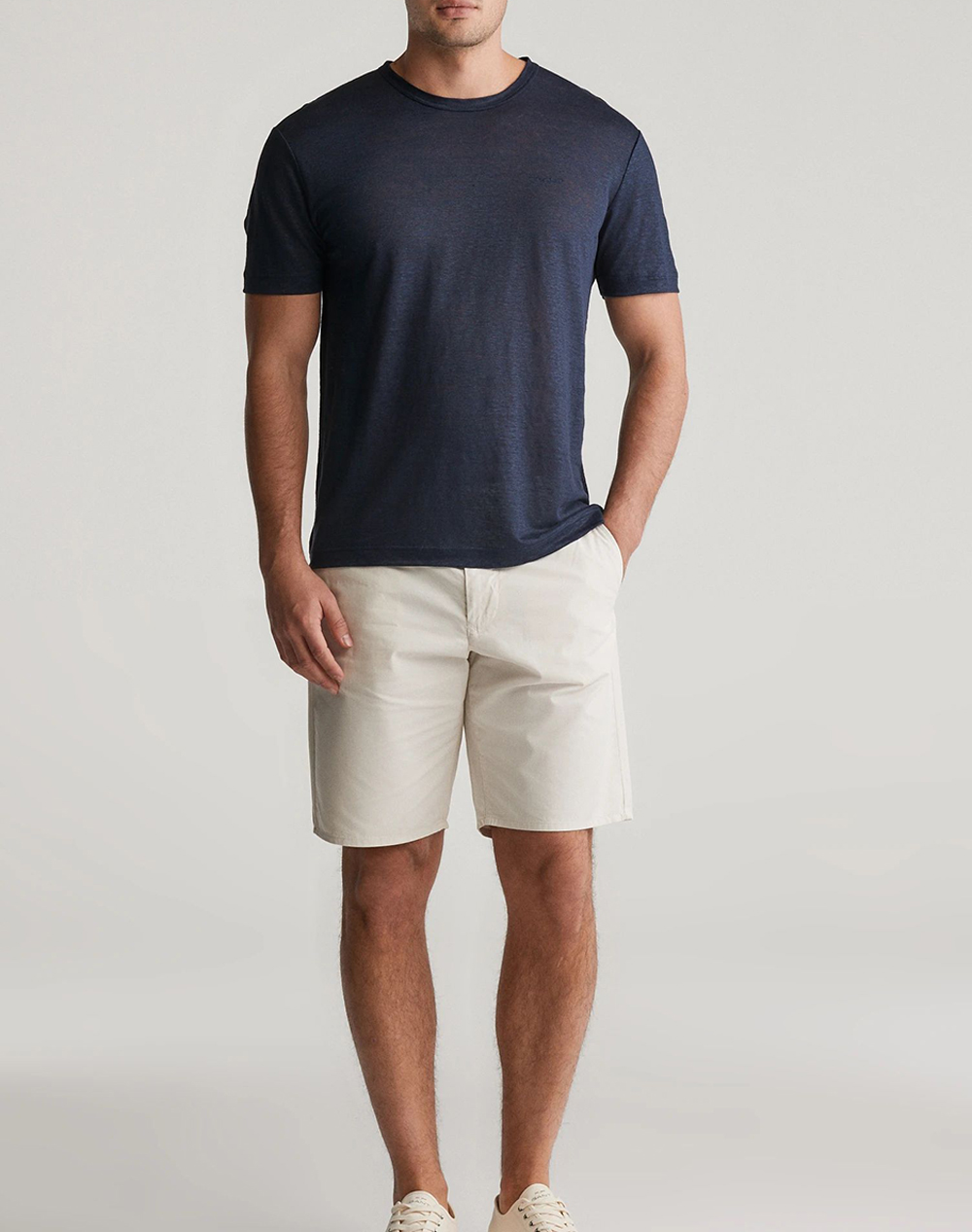 Gant Μπλούζα Κμ Linen Ss T-Shirt 3G2003318-433 Darkblue ανδρικά ρούχα μπλούζες Politikos Shop Πολιτικός