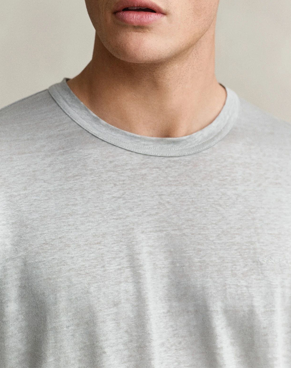 Gant Μπλούζα Κμ Linen Ss T-Shirt 3G2003318-10 Lightgray ανδρικά ρούχα μπλούζες Politikos Shop Πολιτικός