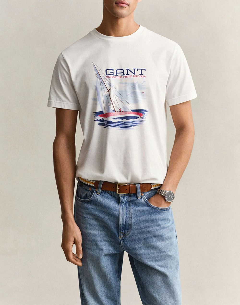 GANT ΜΠΛΟΥΖΑ ΚΜ GRAPHIC SS TSHIRT 3G2003444-113 OffWhite