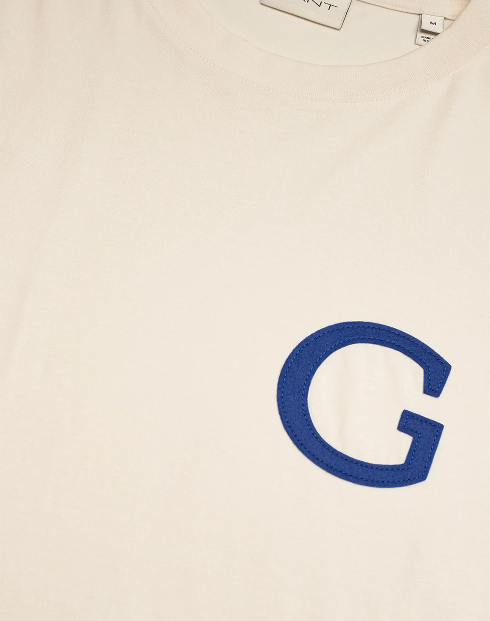 Gant Μπλούζα Κμ G Badge Ss Tshirt 3G2003411-130 Cream ανδρικά ρούχα μπλούζες T-Shirt Politikos Shop Πολιτικός