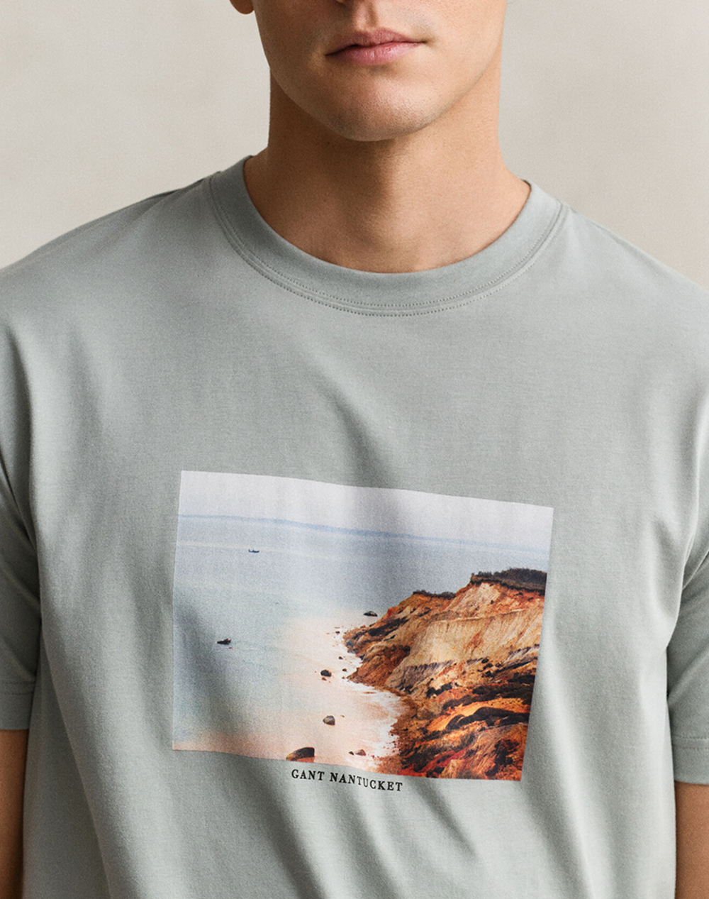 Gant Μπλούζα Κμ Scenery Graphic Ss Tshirt 3G2003437-10 Lightgray ανδρικά ρούχα μπλούζες T-Shirt Politikos Shop Πολιτικός