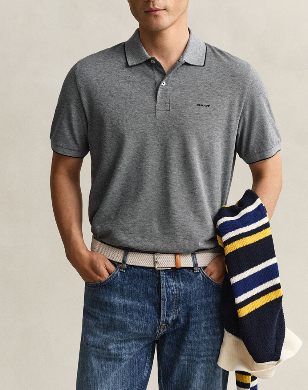 GANT ΜΠΛΟΥΖΑ ΚΜ 2 TONE SS POLO 3G2014102-433 DarkBlue