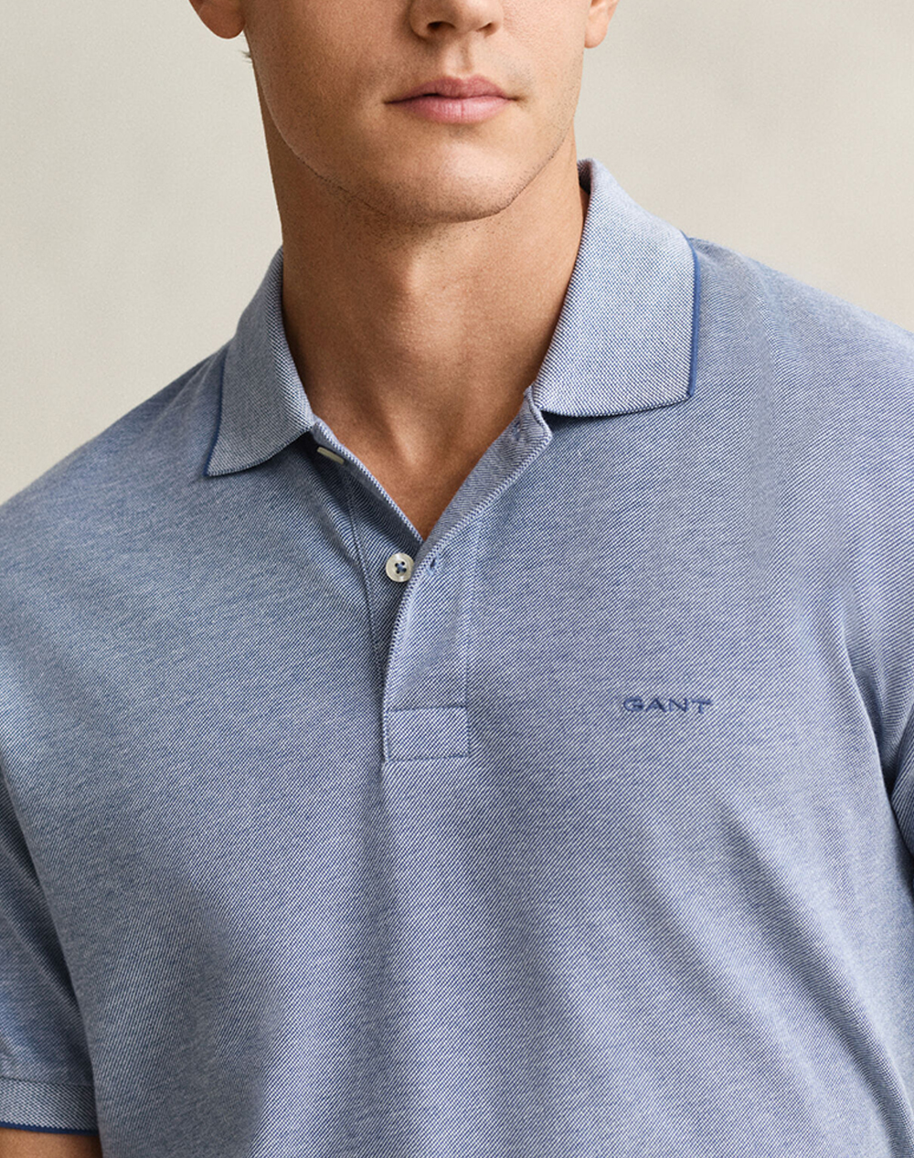 Gant Μπλούζα Κμ 2 Tone Ss Polo 3G2014102-442 Steelblue ανδρικά ρούχα μπλούζες Politikos Shop Πολιτικός