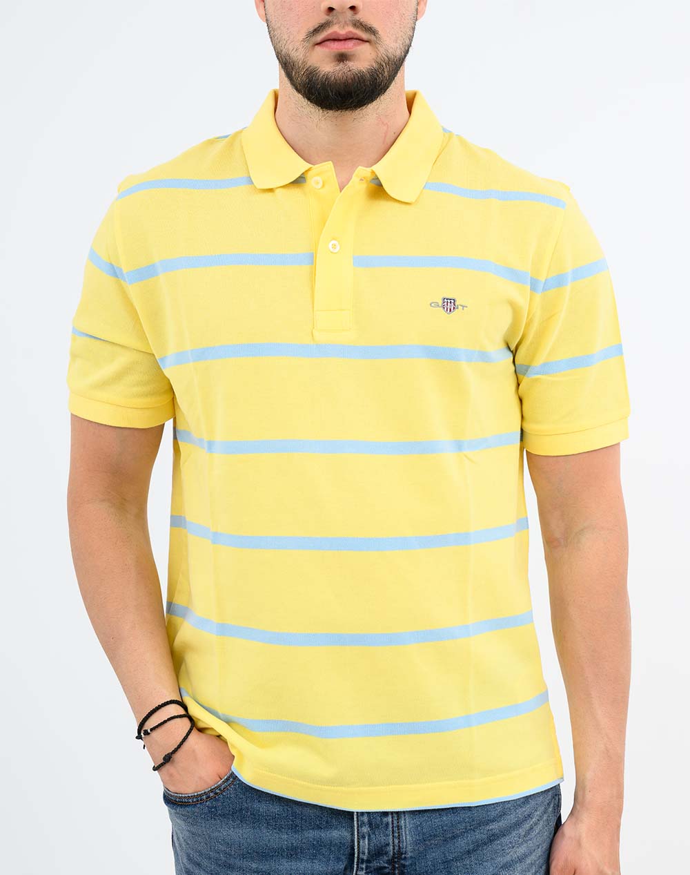 Gant Μπλούζα Κμ Striped Ss Polo 3G2014094-714 Yellow ανδρικά ρούχα μπλούζες Politikos Shop Πολιτικός