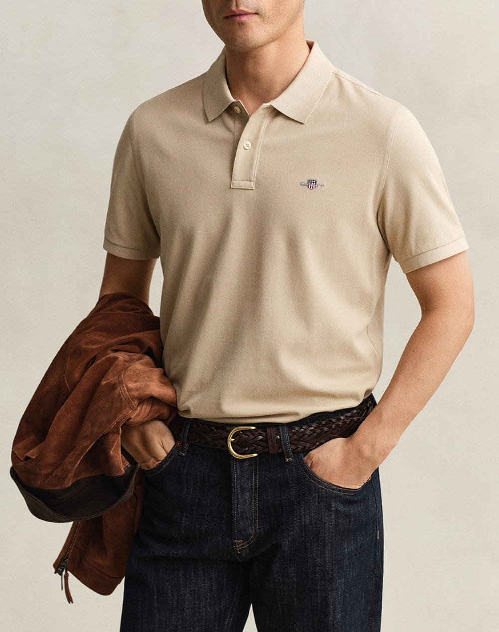 GANT ΜΠΛΟΥΖΑ ΚΜ REG SHIELD SS PIQUE POLO 3G2210-1-200 Biege