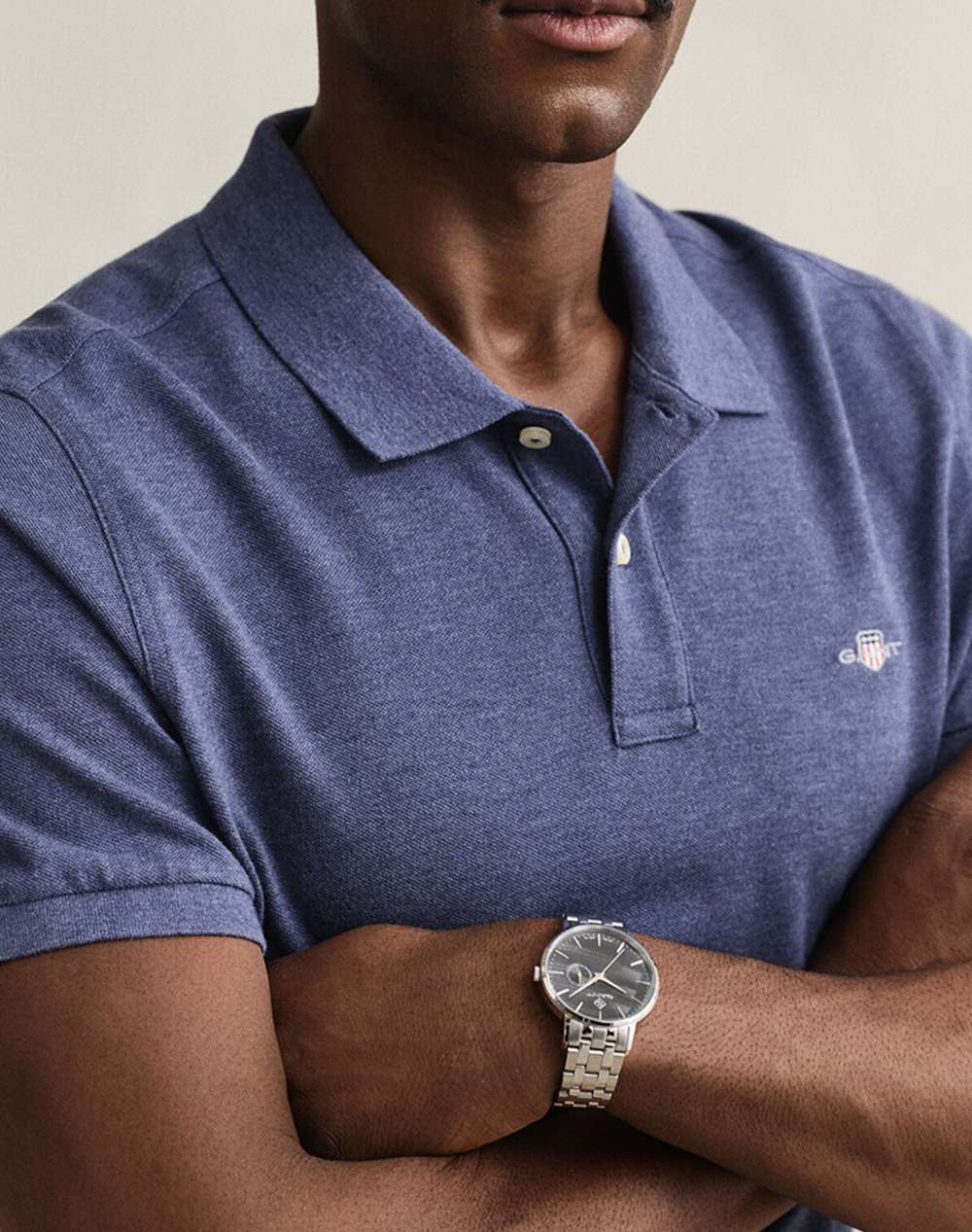 Gant Μπλούζα Κμ Reg Shield Ss Pique Polo 3G2210-1-902 Denimblue ανδρικά ρούχα μπλούζες Politikos Shop Πολιτικός