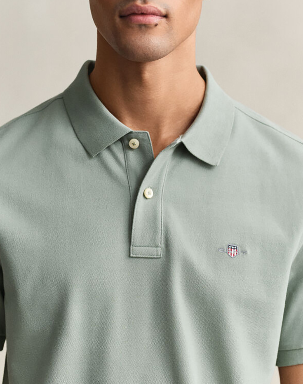 Gant Μπλούζα Κμ Reg Shield Ss Pique Polo 3G2210-1-10 Gray ανδρικά ρούχα μπλούζες Politikos Shop Πολιτικός
