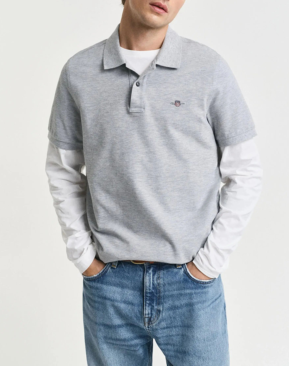 GANT ΜΠΛΟΥΖΑ ΚΜ REG SHIELD SS PIQUE POLO 3G2210-1-93 LightGray