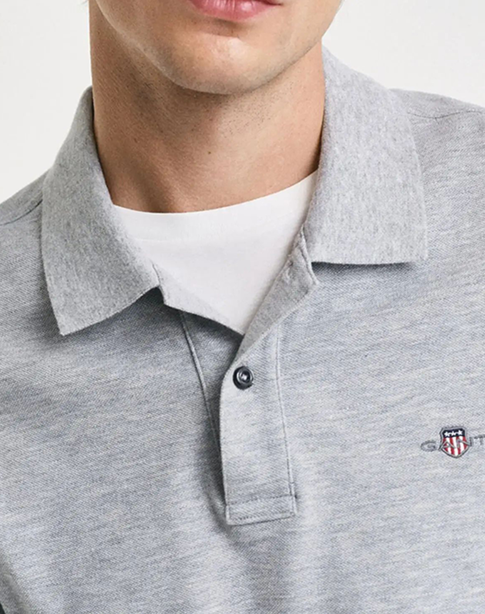Gant Μπλούζα Κμ Reg Shield Ss Pique Polo 3G2210-1-93 Lightgray ανδρικά ρούχα μπλούζες Politikos Shop Πολιτικός