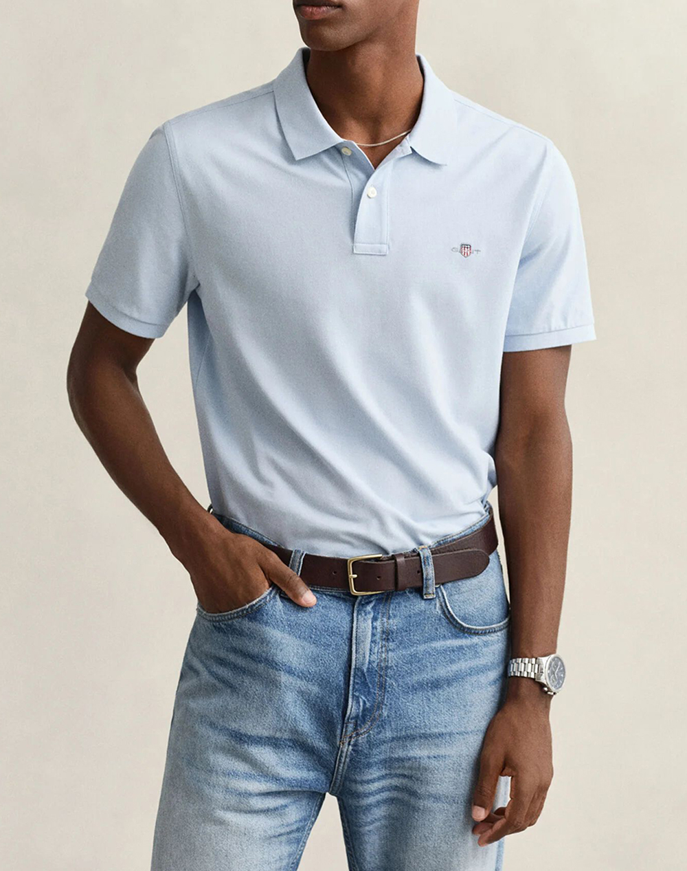 GANT ΜΠΛΟΥΖΑ ΚΜ REG SHIELD SS PIQUE POLO 3G2210-1-457 SkyBlue