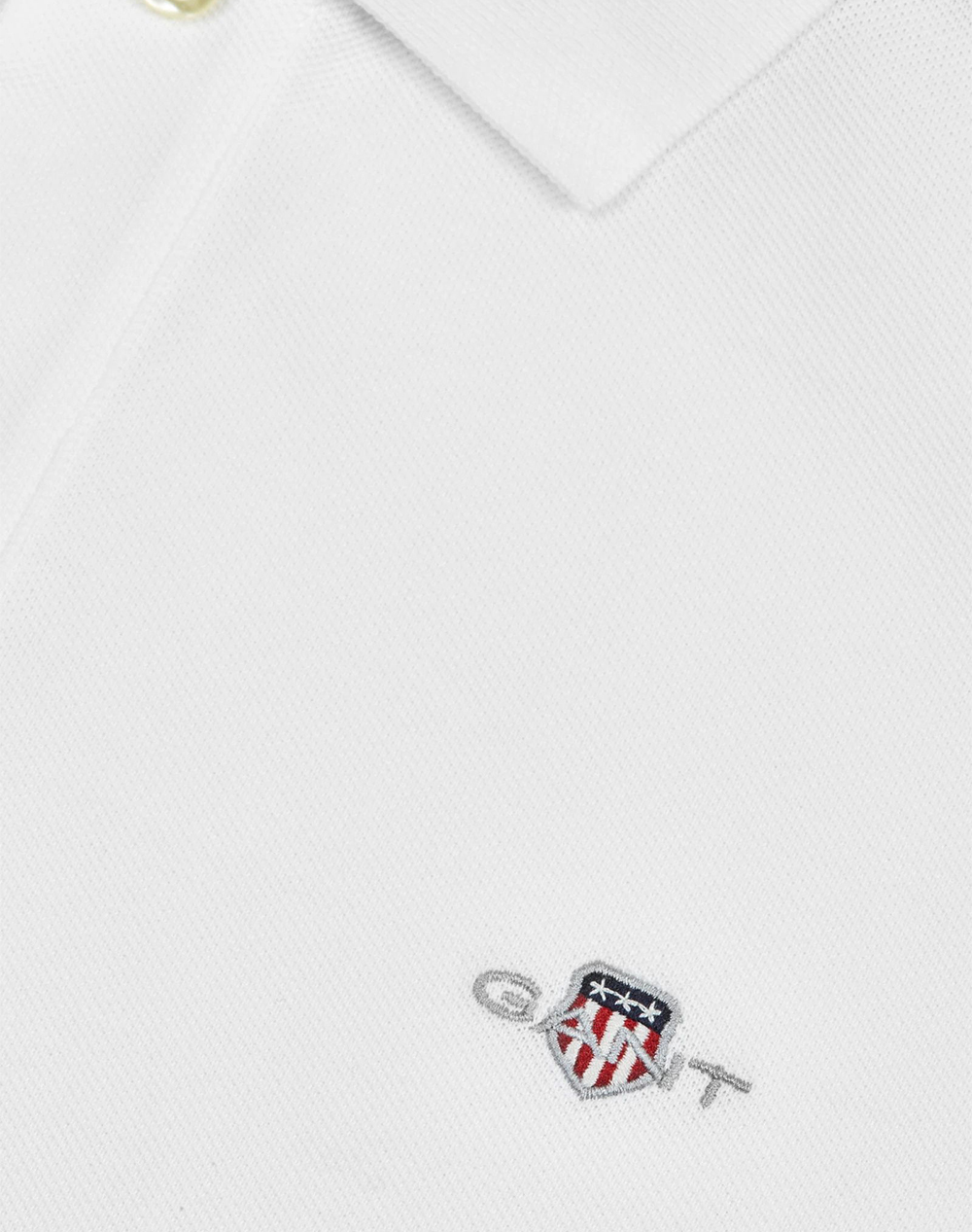 Gant Μπλούζα Κμ Reg Shield Ss Pique Polo 3G2210-1-110 White ανδρικά ρούχα μπλούζες Politikos Shop Πολιτικός