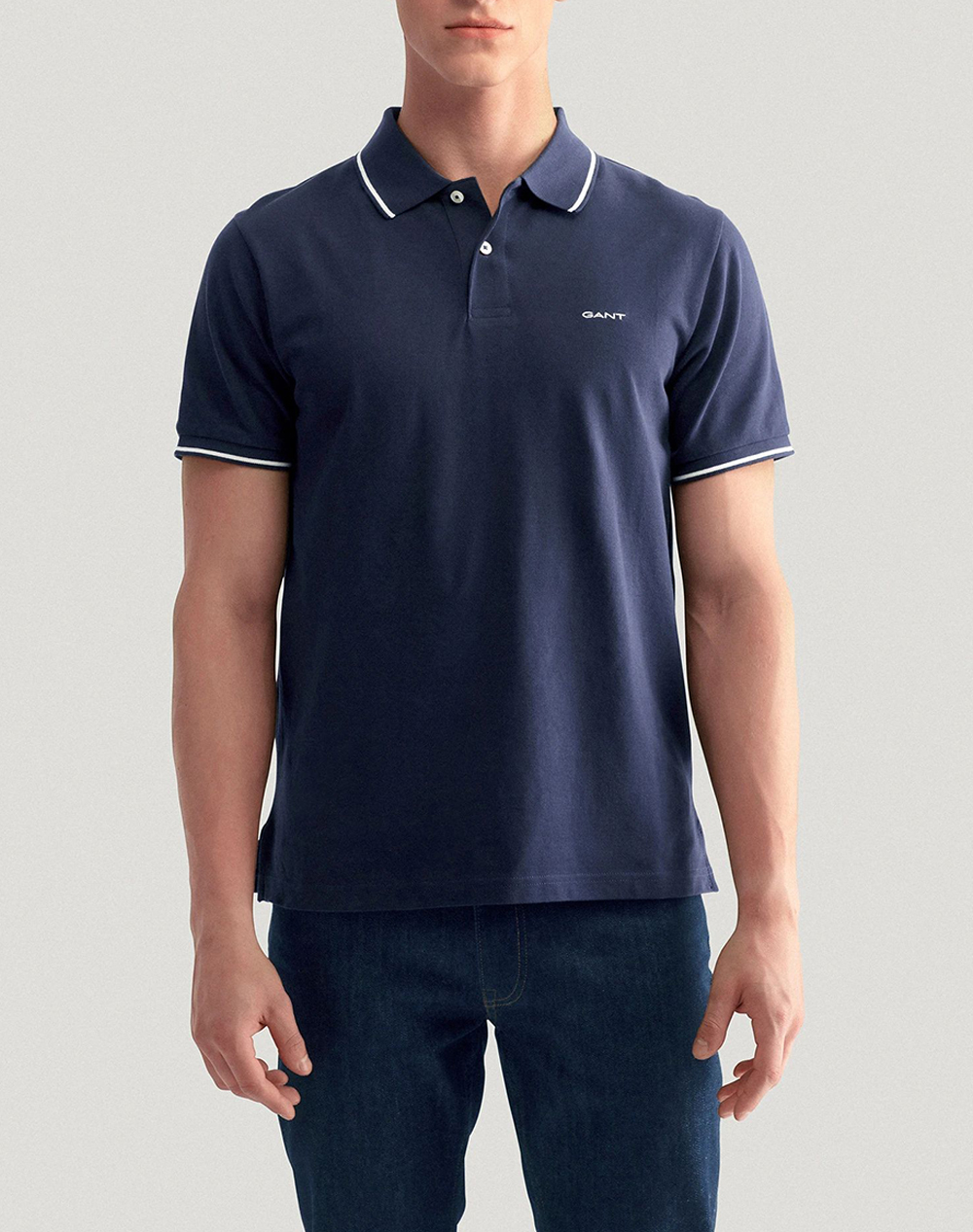 GANT ΜΠΛΟΥΖΑ ΚΜ TIPPING SS PIQUE POLO 3G2062034-433 DarkBlue