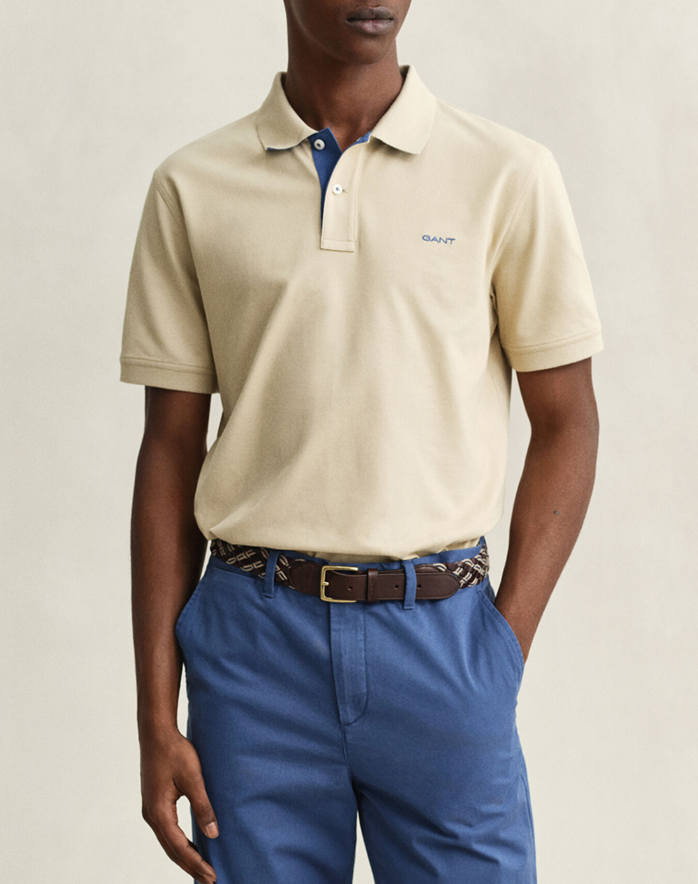 GANT ΜΠΛΟΥΖΑ ΚΜ REG CONTRAST PIQUE SS POLO 3G2062026-200 Biege