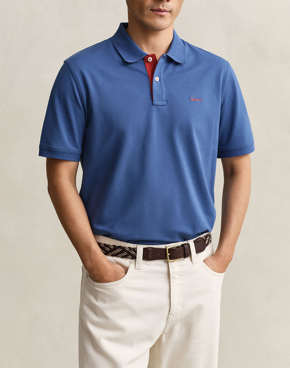 GANT ΜΠΛΟΥΖΑ ΚΜ REG CONTRAST PIQUE SS POLO 3G2062026-442 Blue