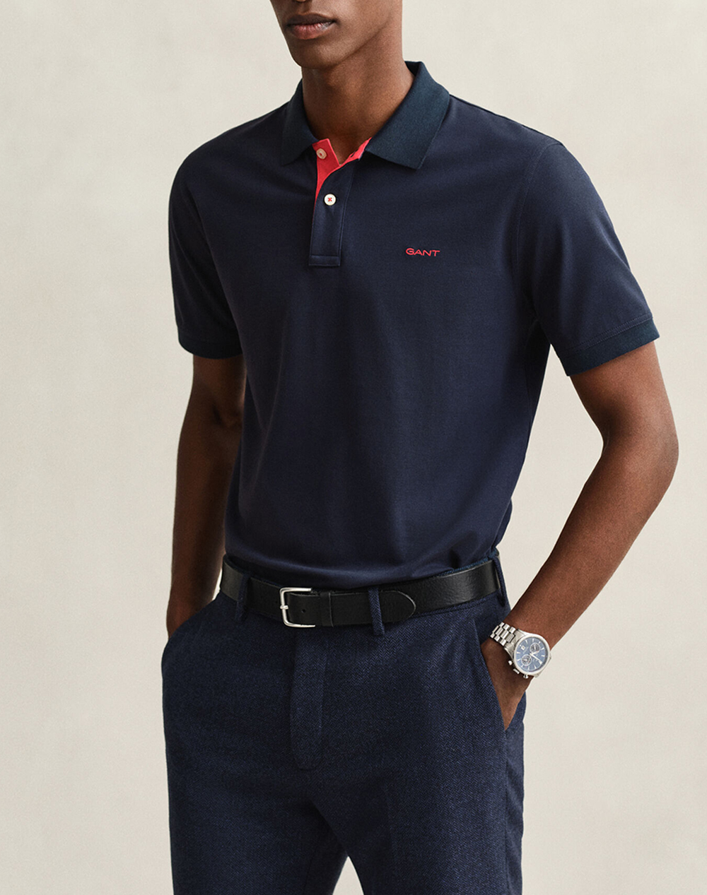 GANT ΜΠΛΟΥΖΑ ΚΜ REG CONTRAST PIQUE SS POLO 3G2062026-433 DarkBlue