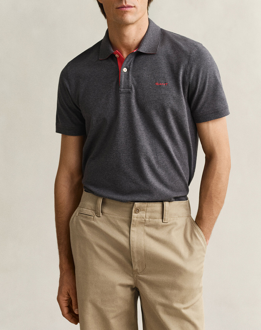 GANT ΜΠΛΟΥΖΑ ΚΜ REG CONTRAST PIQUE SS POLO 3G2062026-95 DarkGray
