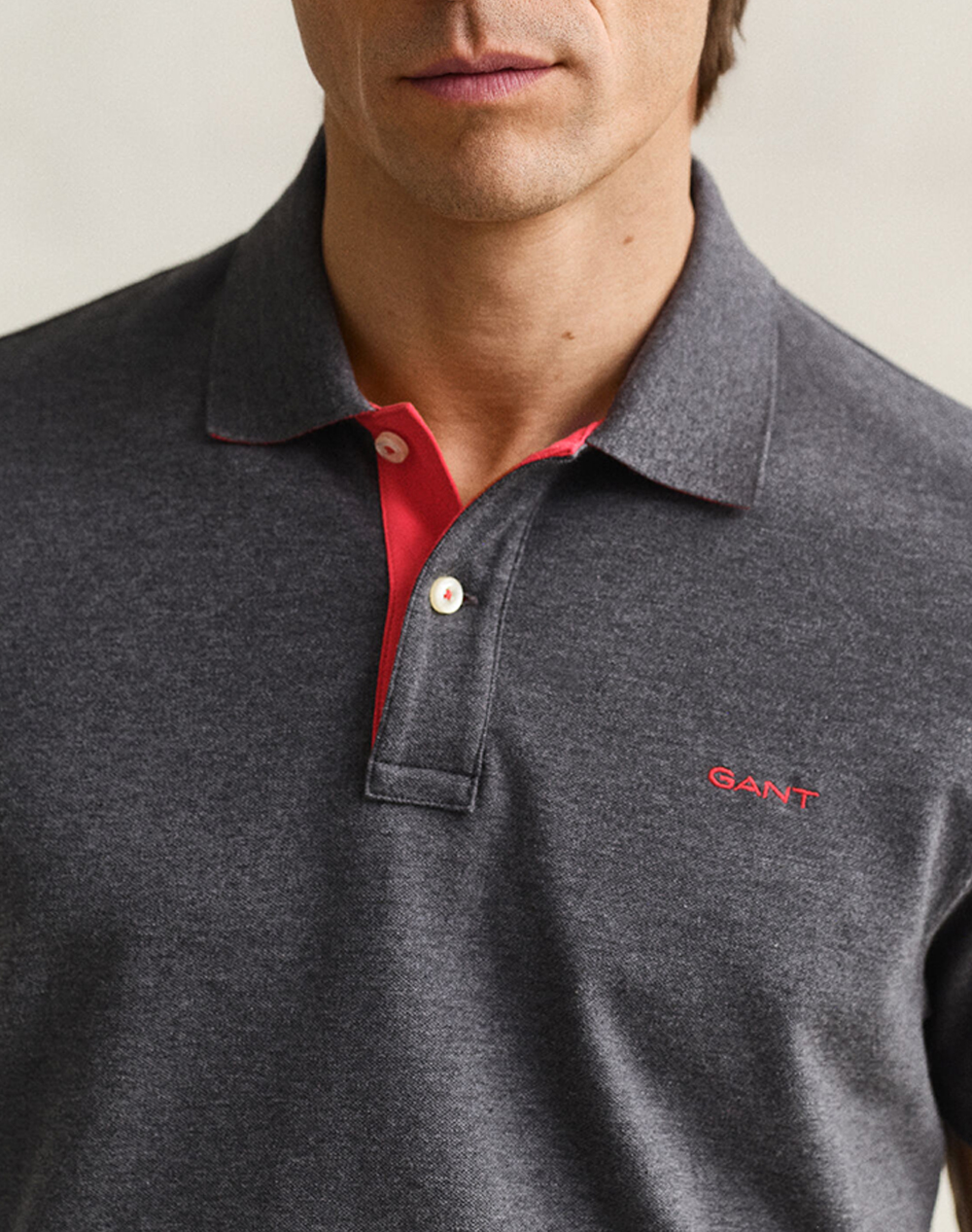 Gant Μπλούζα Κμ Reg Contrast Pique Ss Polo 3G2062026-95 Darkgray ανδρικά ρούχα μπλούζες Politikos Shop Πολιτικός