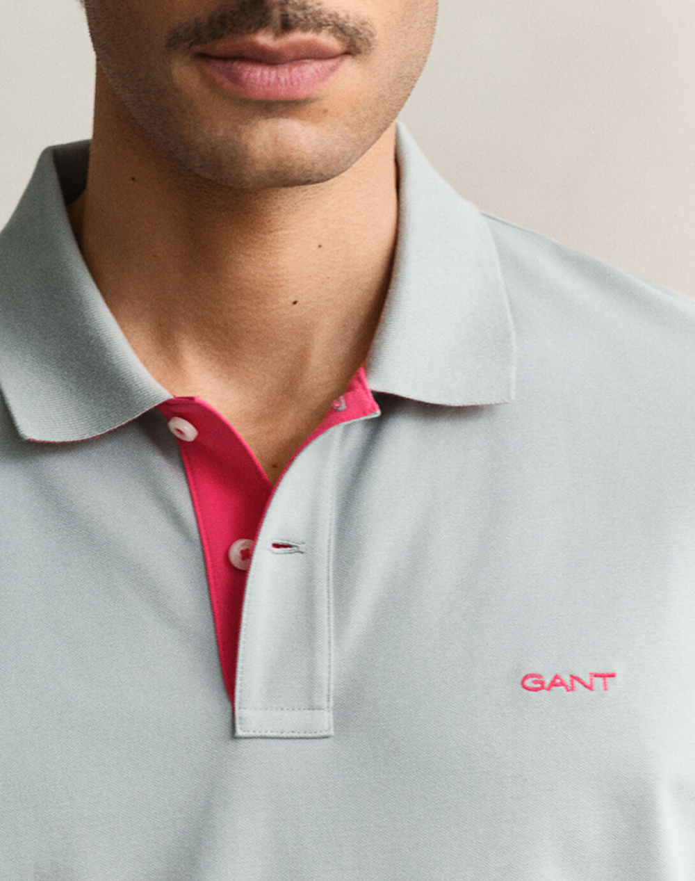 Gant Μπλούζα Κμ Reg Contrast Pique Ss Polo 3G2062026-10 Lightgray ανδρικά ρούχα μπλούζες Politikos Shop Πολιτικός