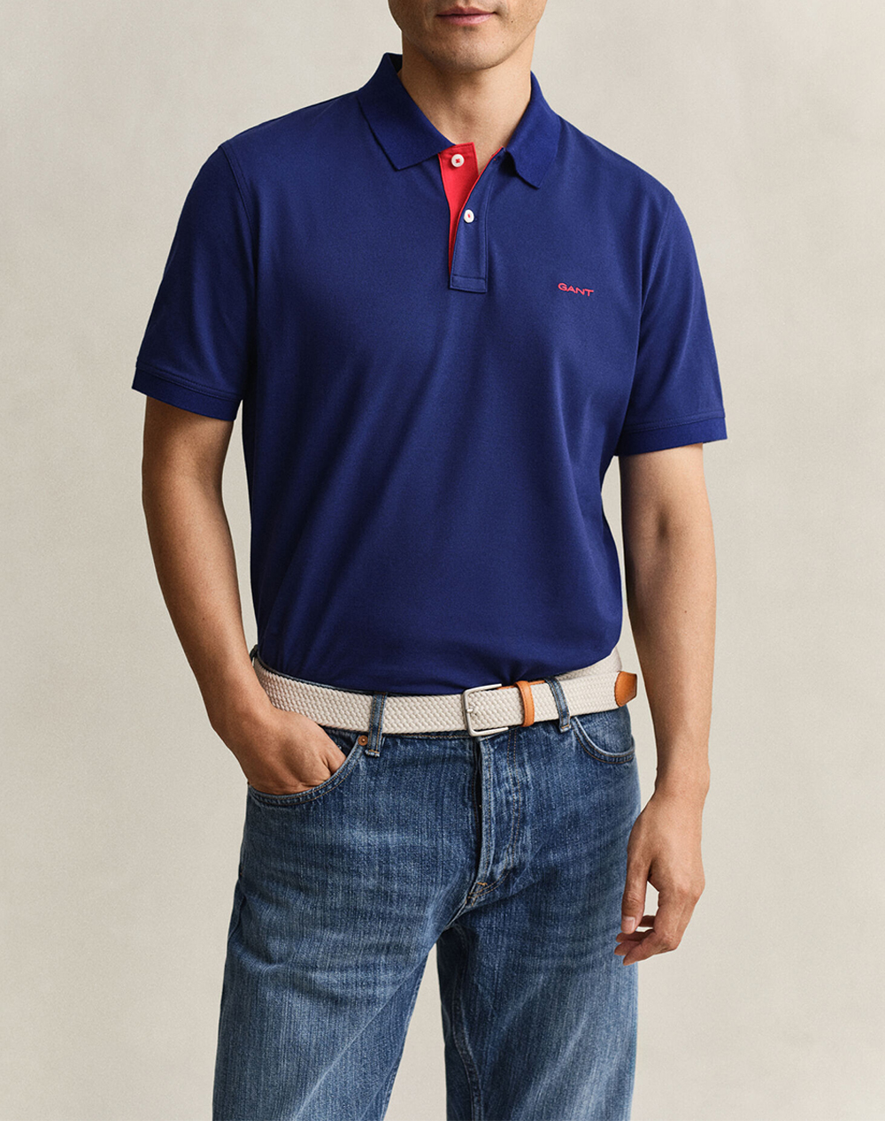 GANT ΜΠΛΟΥΖΑ ΚΜ REG CONTRAST PIQUE SS POLO 3G2062026-432 NavyBlue