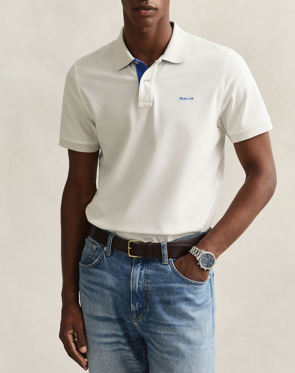 GANT ΜΠΛΟΥΖΑ ΚΜ REG CONTRAST PIQUE SS POLO 3G2062026-113 OffWhite