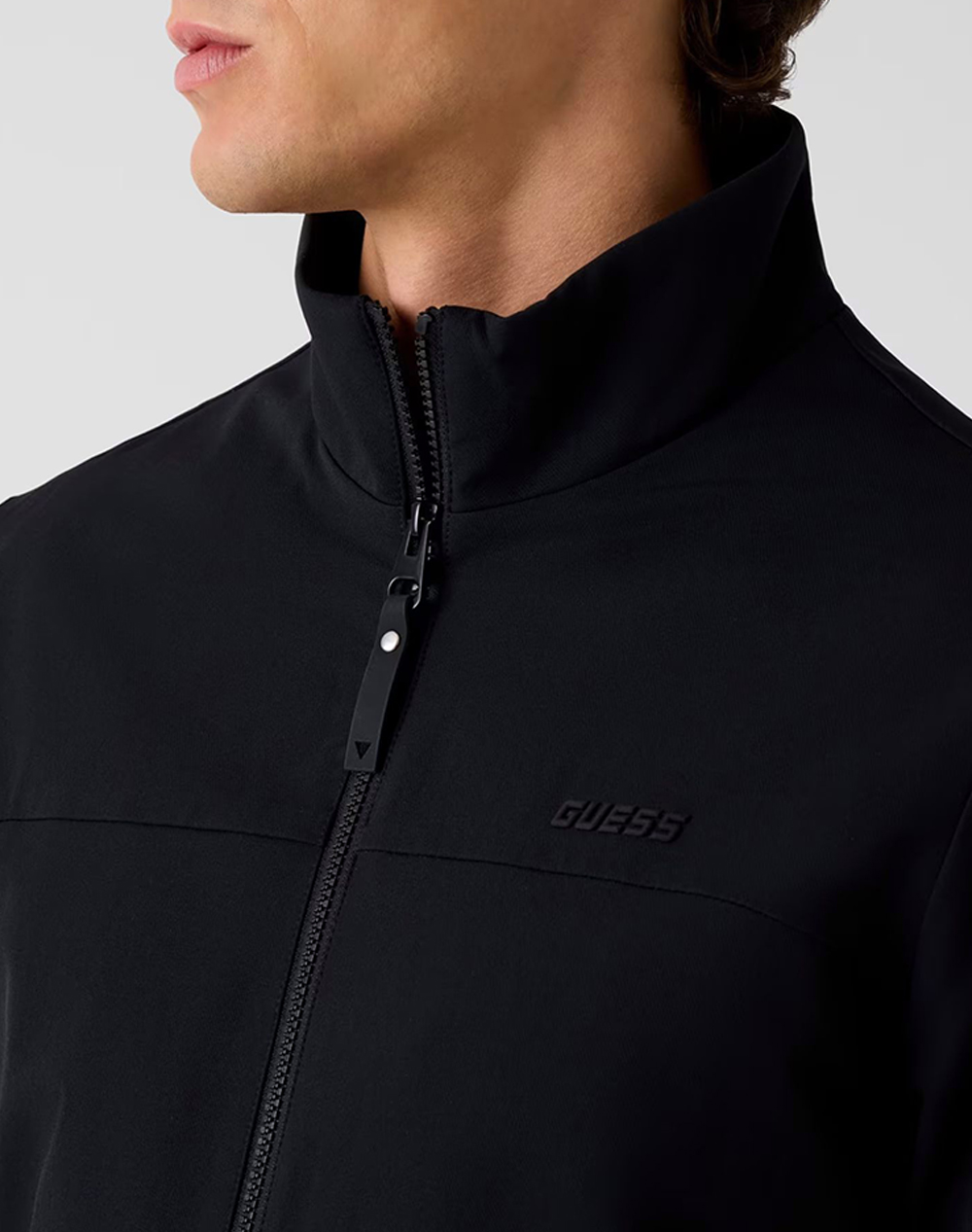 Guess Neka Zipped Jacket Μπουφάν Ανδρικό Z6Rl03Wk172-Jblk Black ανδρικά ρούχα Πανωφορια μπουφάν Politikos Shop Πολιτικός
