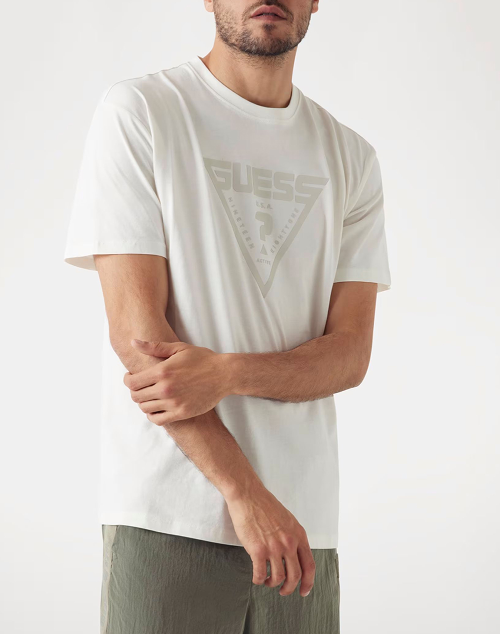 Guess Ανδρικό T-Shirt Κοντομάνικο Oversized Άσπρο Βαμβάκι