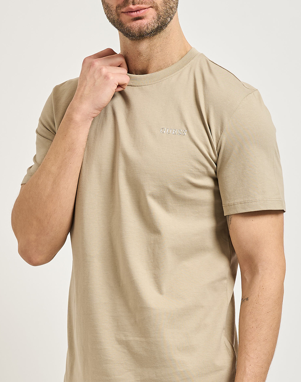 Guess Marzio Cn Ss T-Shirt Μπλούζα Ανδρικό Z6Ri17I3Z14-G9I0 Biege ανδρικά ρούχα μπλούζες Politikos Shop Πολιτικός