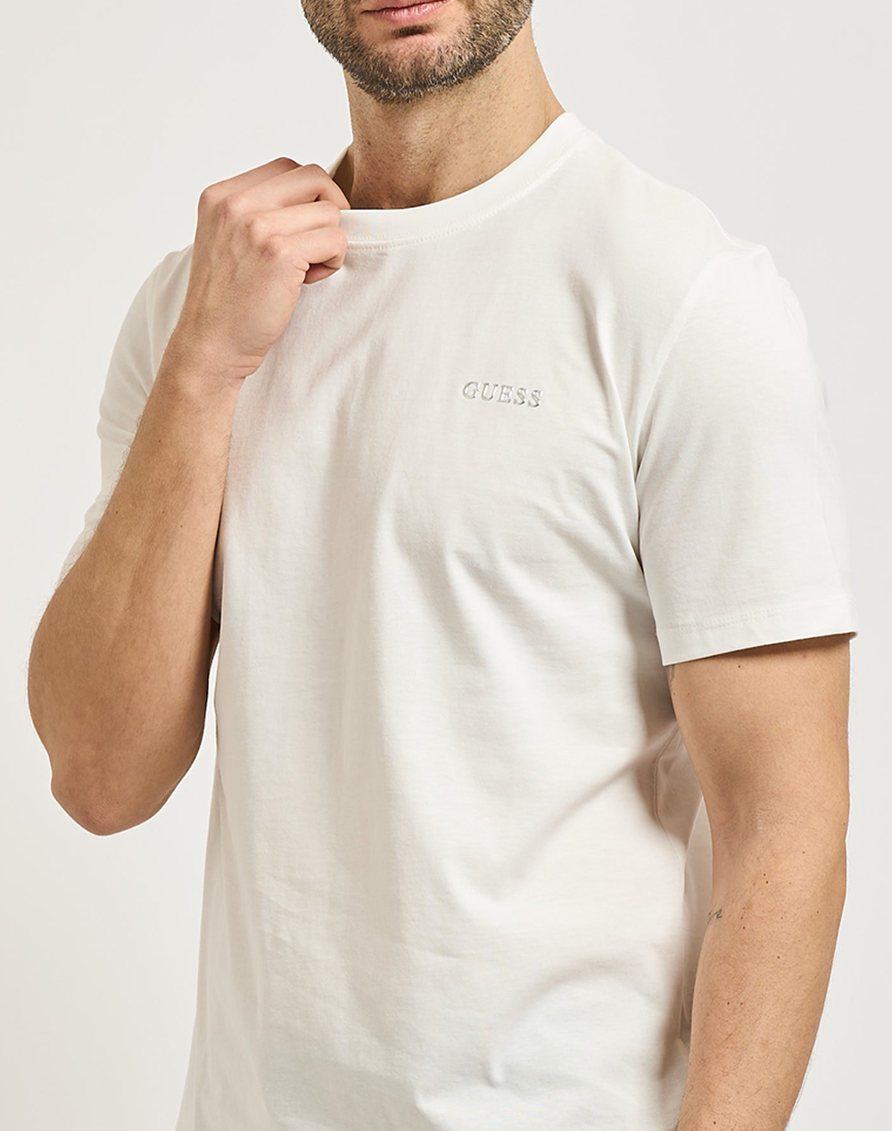 Guess Marzio Cn Ss T-Shirt Μπλούζα Ανδρικό Z6Ri17I3Z14-G018 Ecru ανδρικά ρούχα μπλούζες Politikos Shop Πολιτικός