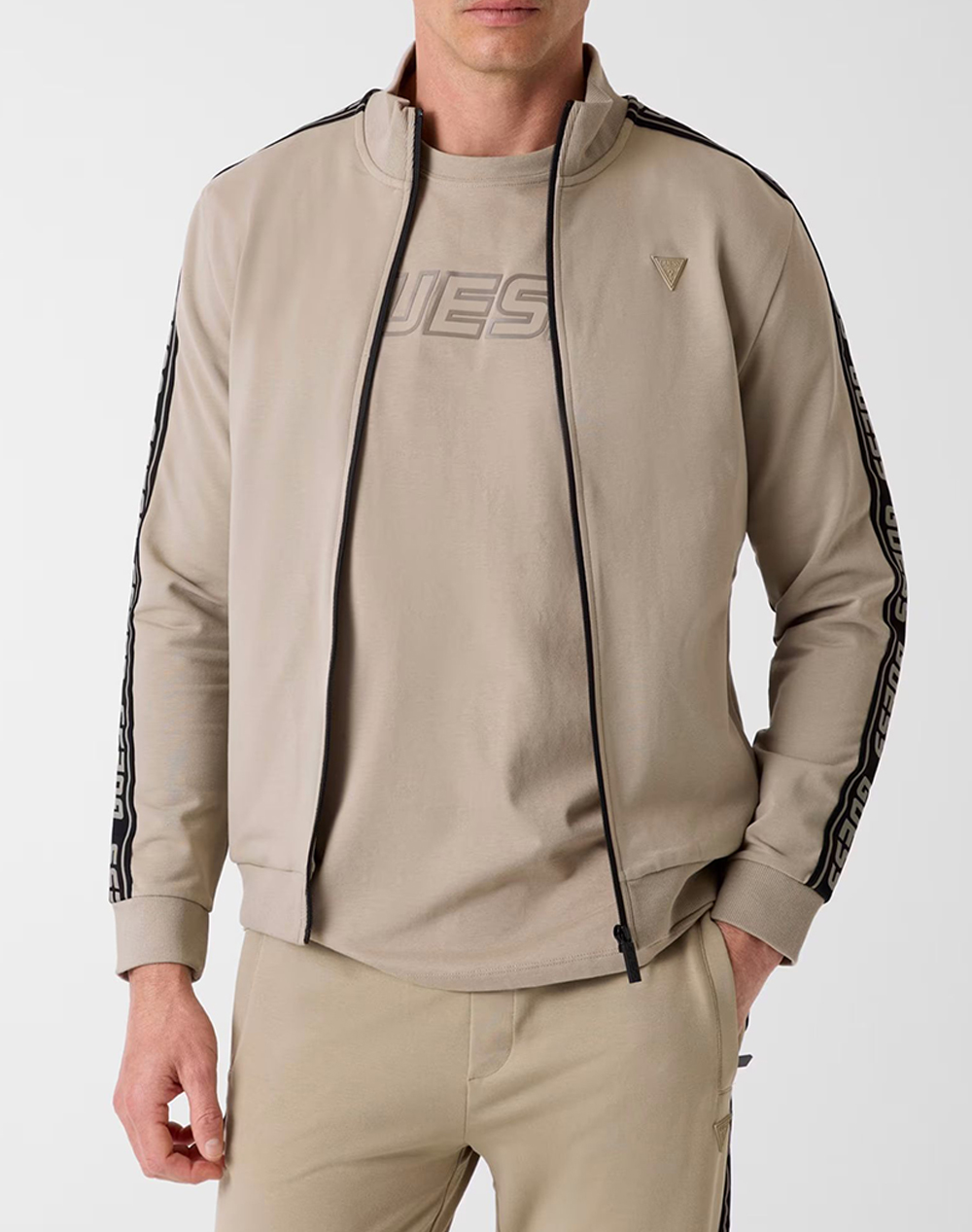 GUESS FULL ZIP NEW ARLO SWEATSHIRT ΦΟΥΤΕΡ ΑΝΔΡΙΚΟ Z2YQ12K6ZS1-G9I0 Biege