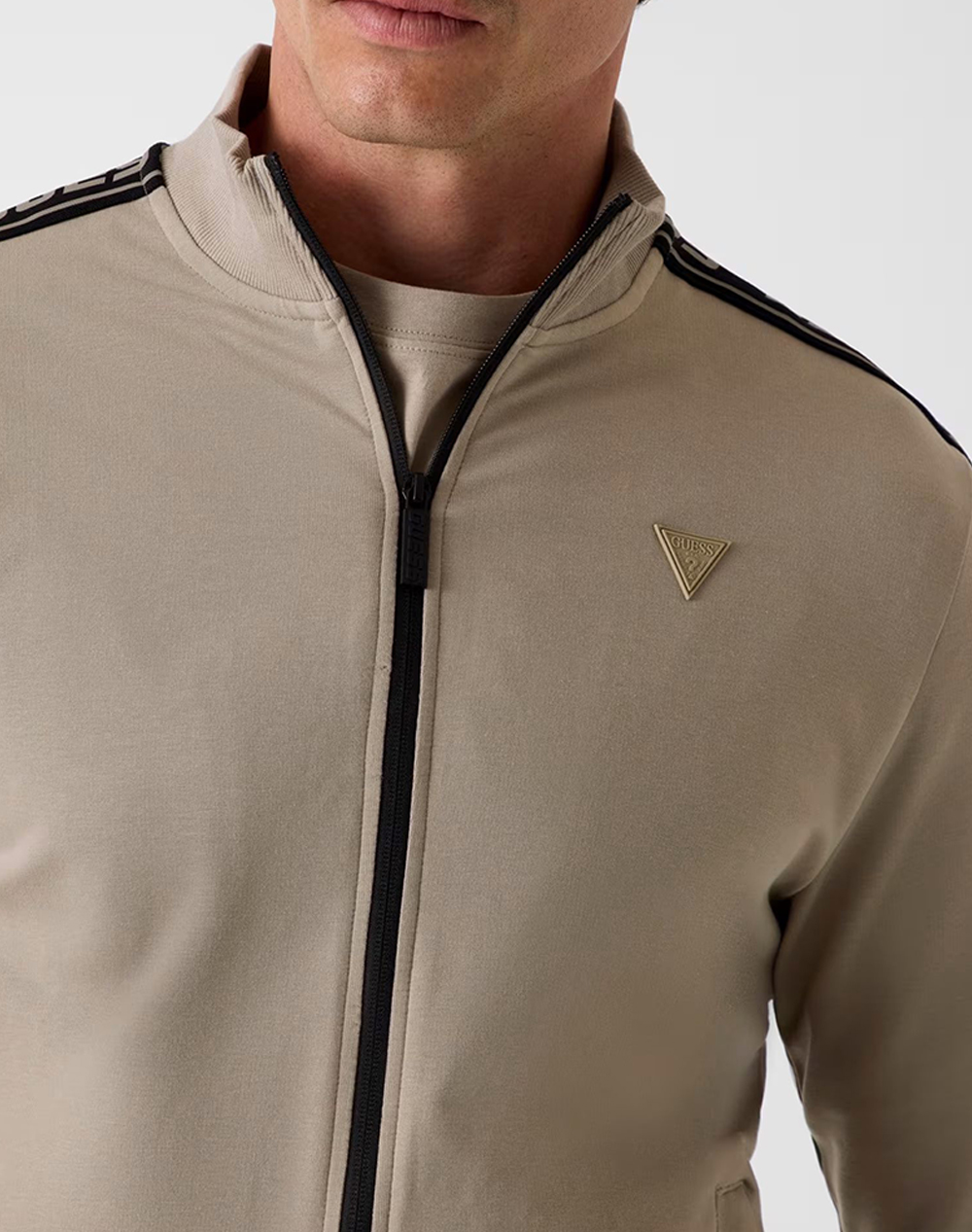 Guess Full Zip New Arlo Sweatshirt Φούτερ Ανδρικό Z2Yq12K6Zs1-G9I0 Biege ανδρικά ρούχα ζακέτες φούτερ Politikos Shop Πολιτικός