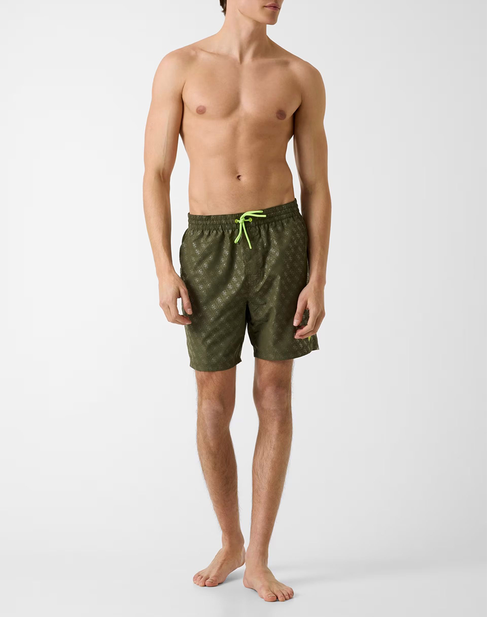 Guess Swimtrunk New 4G Logo Medium Μαγιό Ανδρικό F6Gt26Wg2A2-P8Gv Olive ανδρικά ρούχα μαγιό Σορτς Politikos Shop Πολιτικός