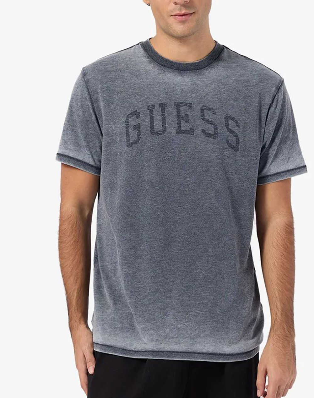 Guess Ανδρικό T-Shirt Κοντομάνικο Μπλε Ραφ Πολυεστέρας Βαμβάκι