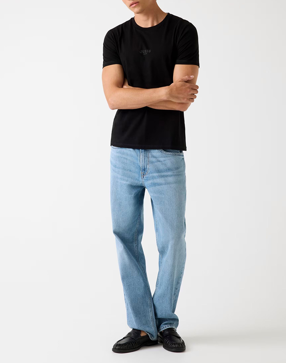 Guess Aidy Cn Ss Tee Μπλούζα Ανδρικό M2Yi72I3Z14-Jblk Black ανδρικά ρούχα μπλούζες T-Shirt Politikos Shop Πολιτικός