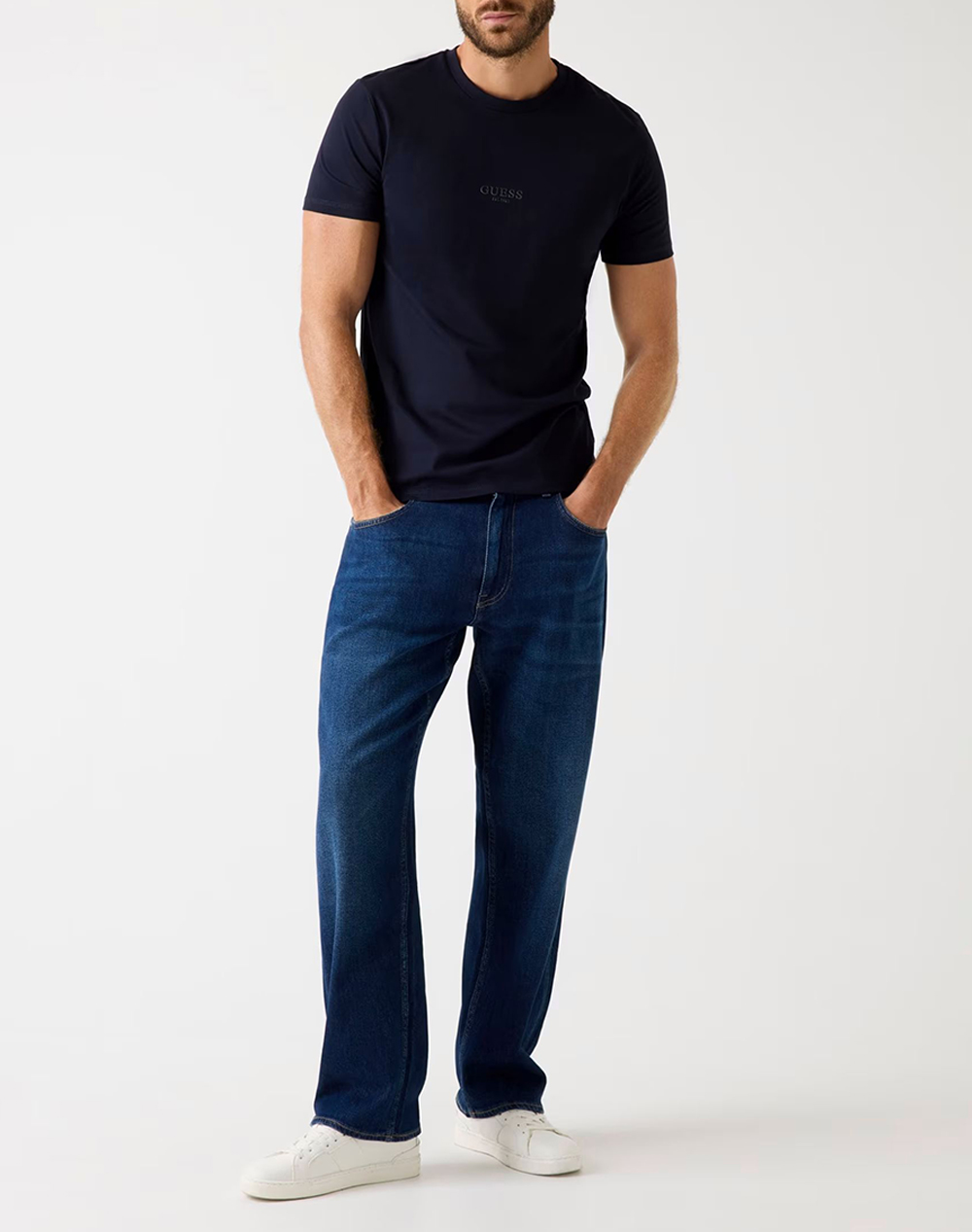 Guess Aidy Cn Ss Tee Μπλούζα Ανδρικό M2Yi72I3Z14-G7V2 Darkblue ανδρικά ρούχα μπλούζες T-Shirt Politikos Shop Πολιτικός