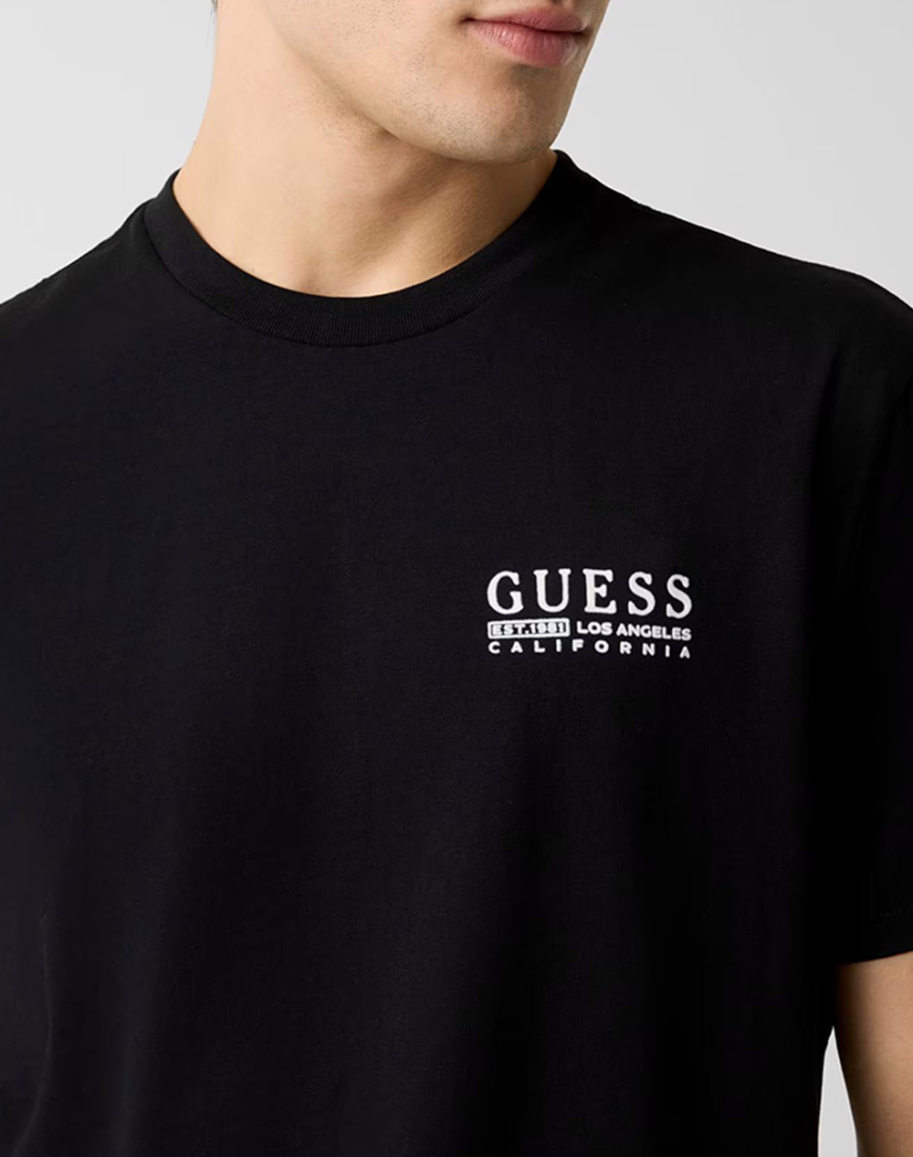 Guess Ss Bsc Cali Logo Tee Μπλούζα Ανδρικό M6Ri05Kbw41-Jblk Black ανδρικά ρούχα μπλούζες T-Shirt Politikos Shop Πολιτικός