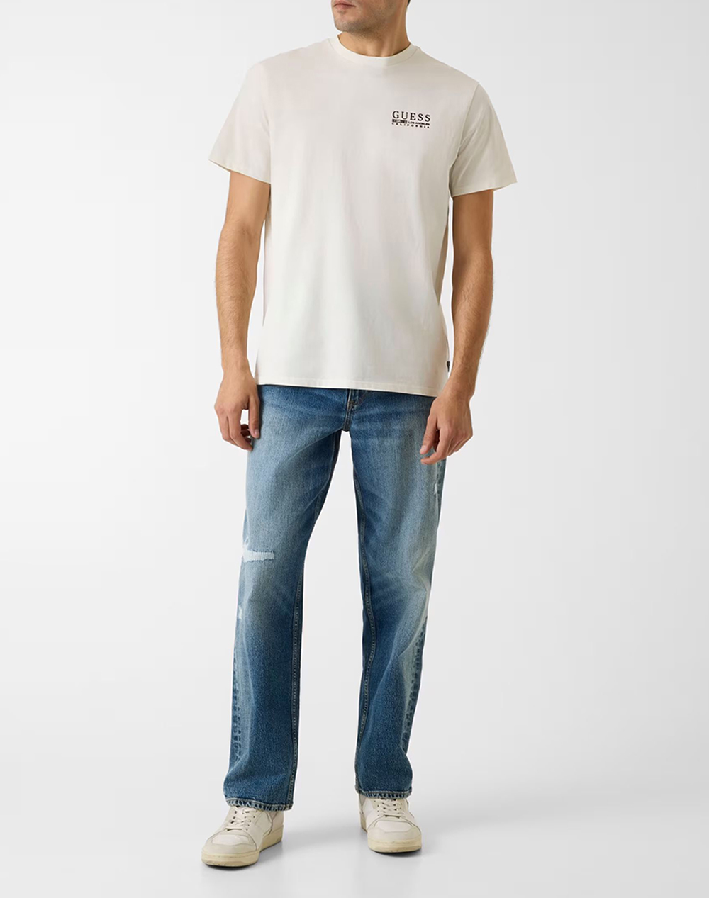 Guess Ss Bsc Cali Logo Tee Μπλούζα Ανδρικό M6Ri05Kbw41-G291 Cream ανδρικά ρούχα μπλούζες T-Shirt Politikos Shop Πολιτικός
