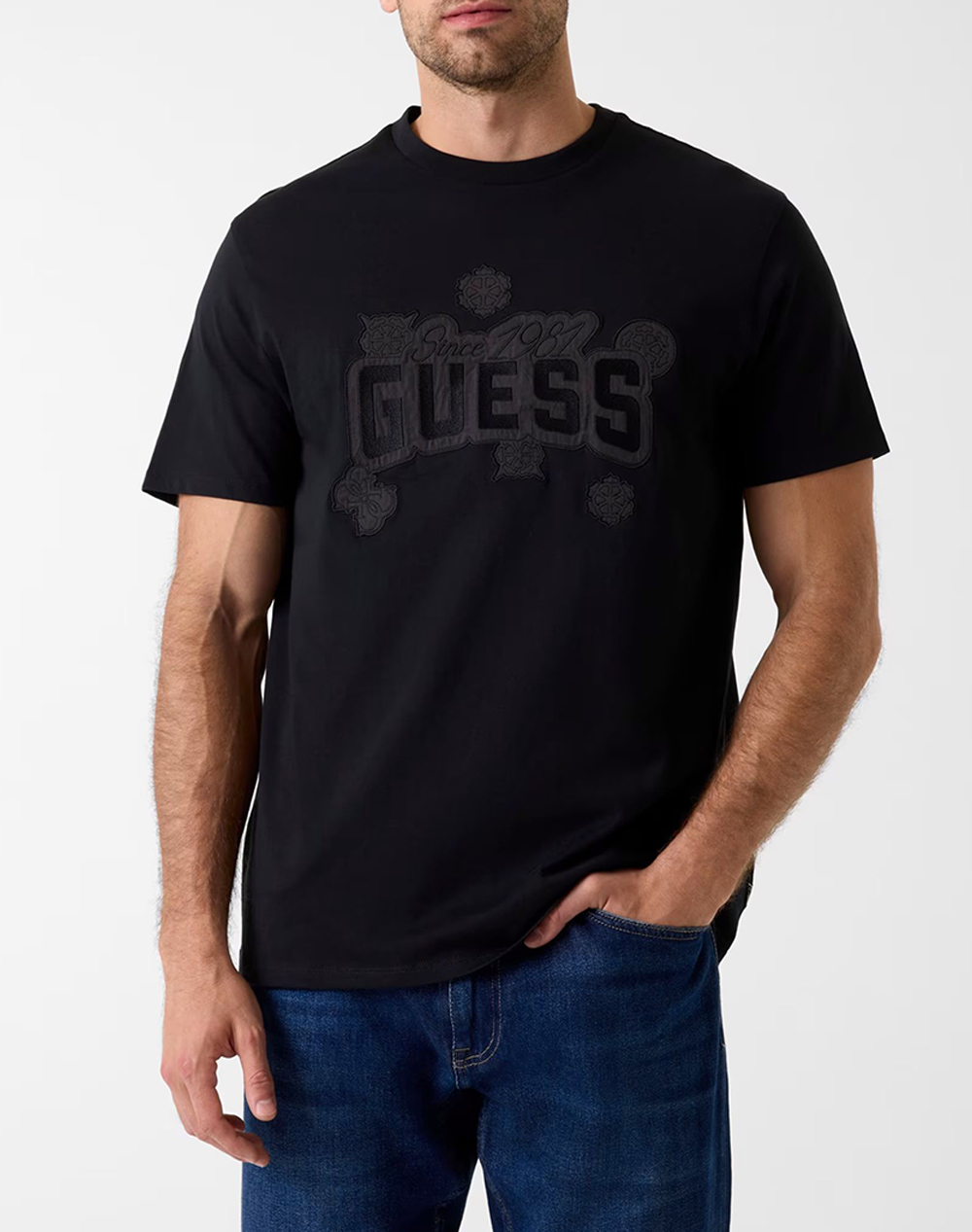 GUESS SS BSC PEONY STITCH TEE ΜΠΛΟΥΖΑ ΑΝΔΡΙΚΟ M6RI04I3Z14-JBLK Black