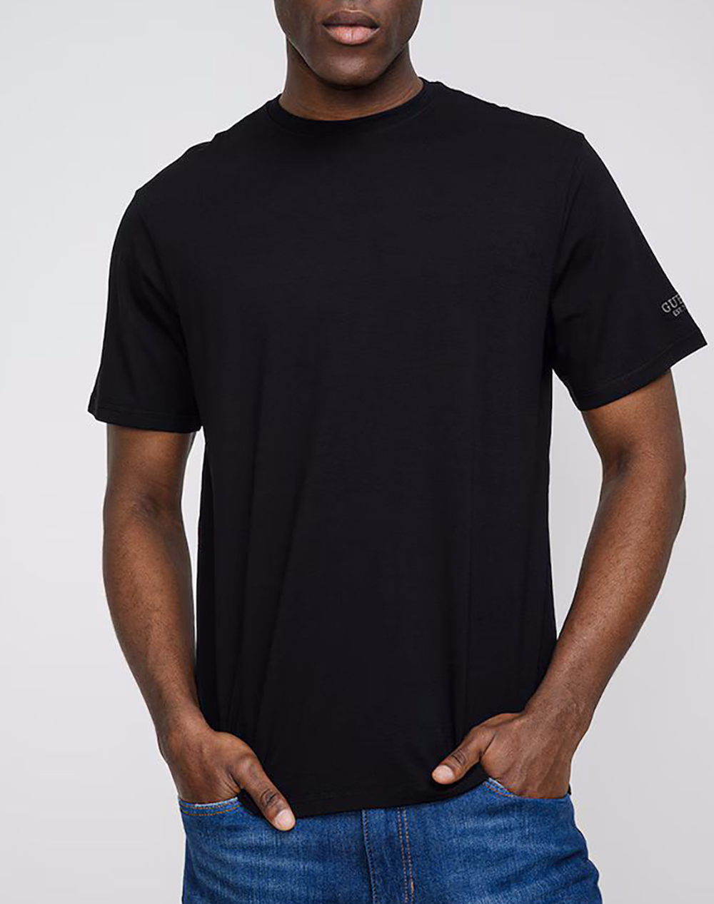 GUESS SS CN ARM LOGO SCRIPT TEE ΜΠΛΟΥΖΑ ΑΝΔΡΙΚΟ M6RI62JR06K-JBLK Black