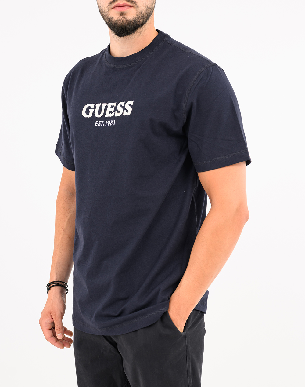 GUESS CN SS GUESS LOGO CONTRAST STIT ΜΠΛΟΥΖΑ ΑΝΔΡΙΚΟ M6GI16K3032-G7V2 DarkBlue