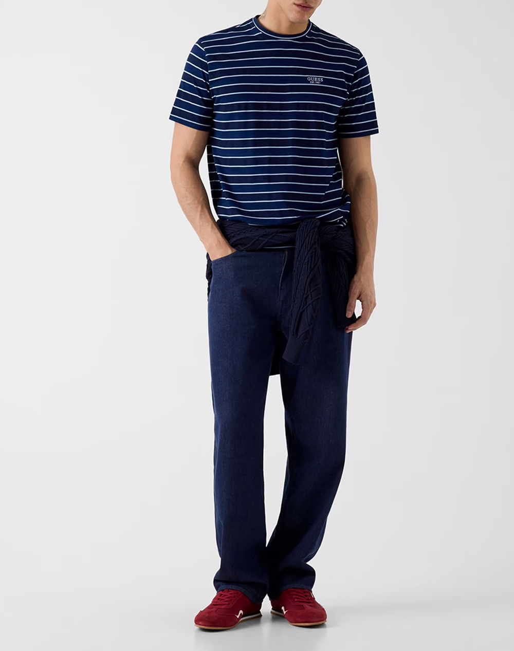 Guess Cn Ss Indigo Stripes Embro Tee Μπλούζα Ανδρικό M6Gi12K2993-Sb05 ανδρικά ρούχα μπλούζες T-Shirt Politikos Shop Πολιτικός