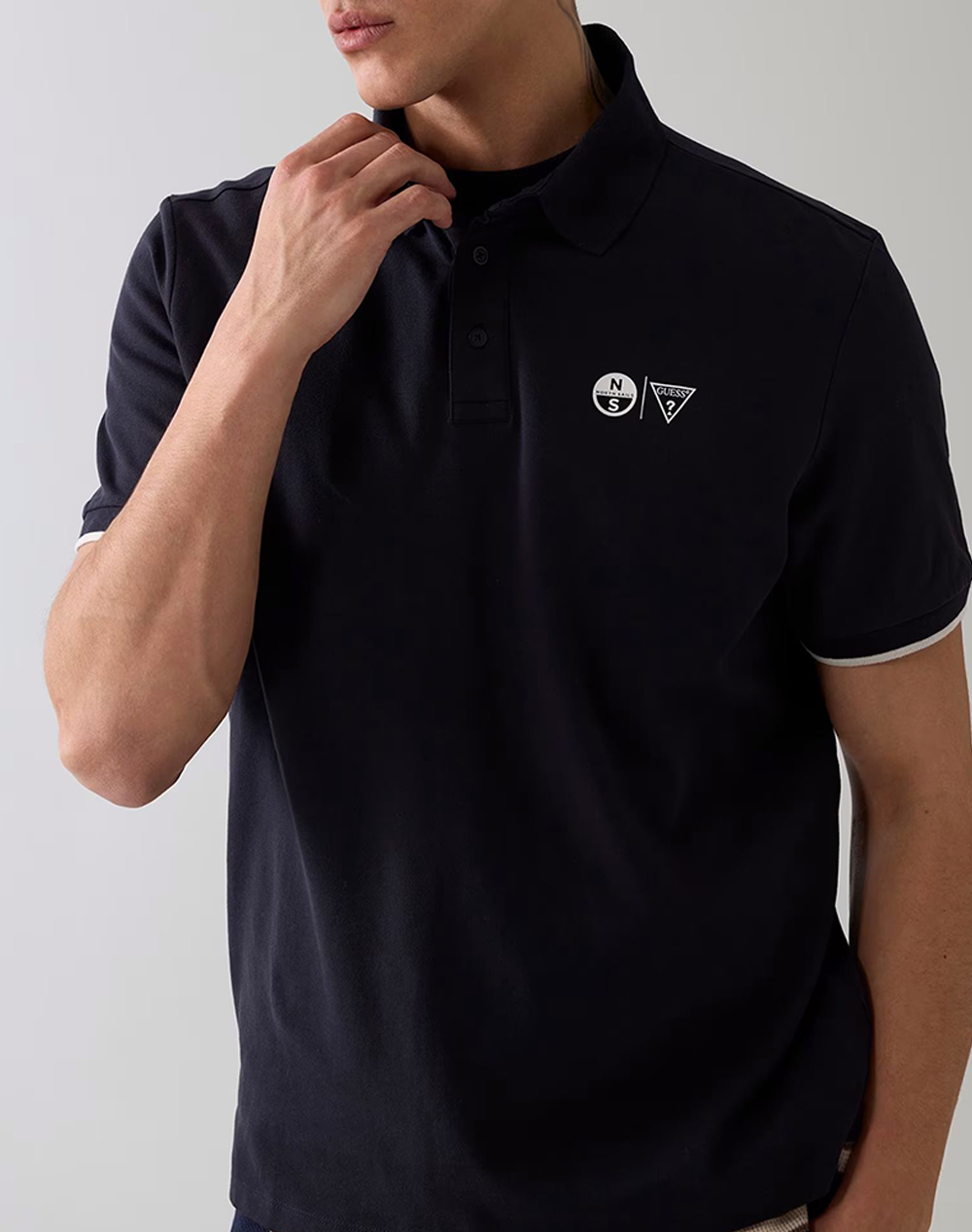 Guess Guessxns - Ss Mini Logo Polo Μπλούζα Ανδρικό M6Gp47K3323-G7V2 Darkblue ανδρικά ρούχα μπλούζες Politikos Shop Πολιτικός
