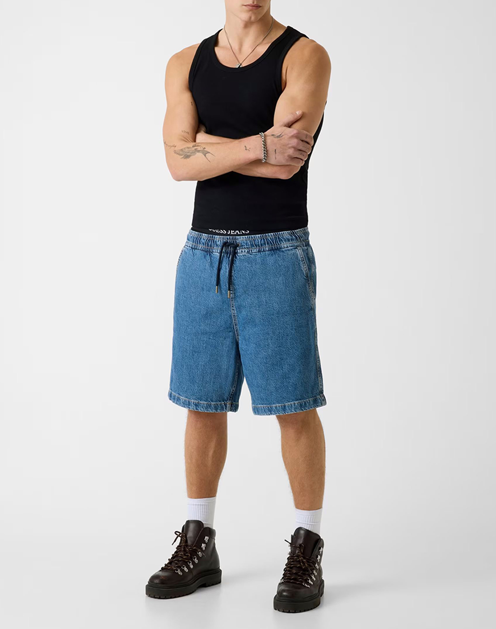Guess Jeans Gj Jogger Denim Short Σορτς Ανδρικό M5Gd35D5M54-Gam1 Denimblue ανδρικά ρούχα Βερμουδες Politikos Shop Πολιτικός
