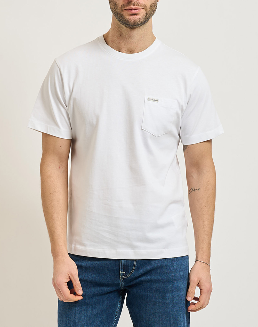 GUESS JEANS GJ SS CN REG PKT TEE ΜΠΛΟΥΖΑ ΑΝΔΡΙΚΟ M5RI74K8FQ4-G011 White